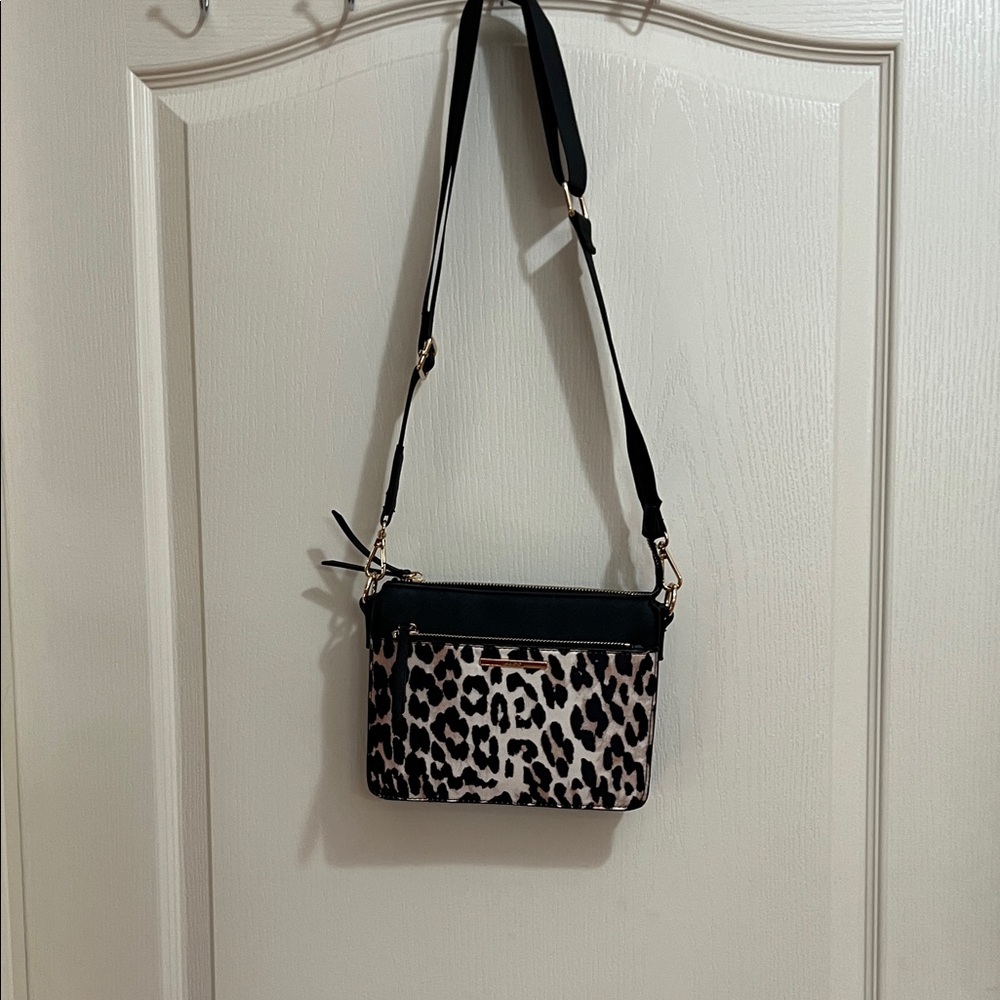 Aldo Black and Cream Animal Print Crossbody Bag
